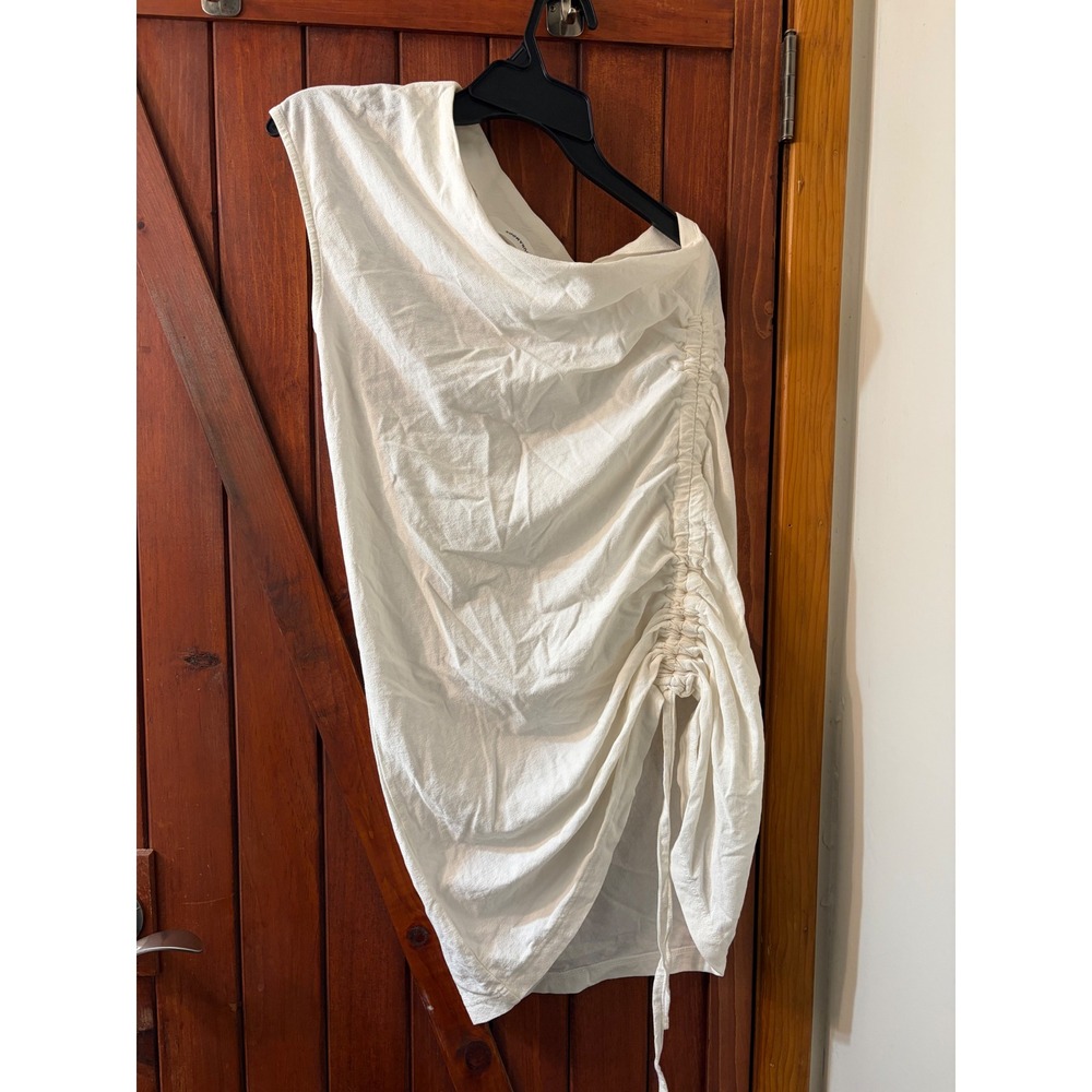 Lagunamoon White One Shoulder Ruched Side Mini Dress Sz F (one size fits most)